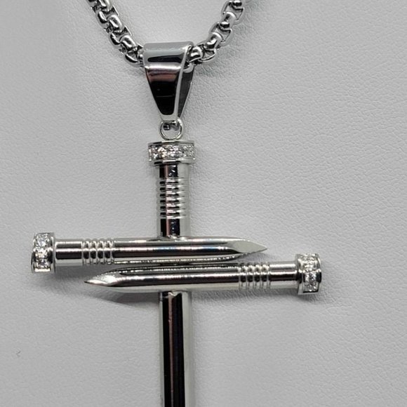 Brand New Stainless Steel Nail Cross with chain - Picture 3 of 6